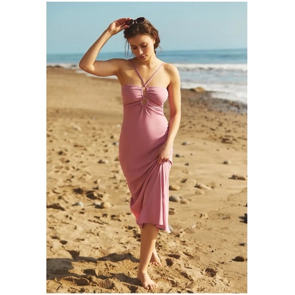 Anthropologie LSPACE Ellery Halter Cutout Dress Pink Maeve NWT Size Large Summer - Picture 1 of 7